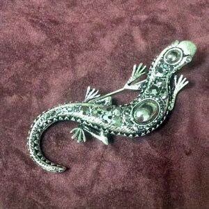 Large Silver & Marcasite Reptile Brooch